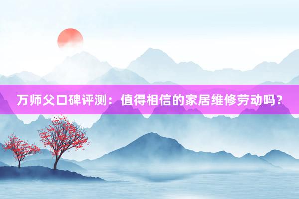 万师父口碑评测：值得相信的家居维修劳动吗？